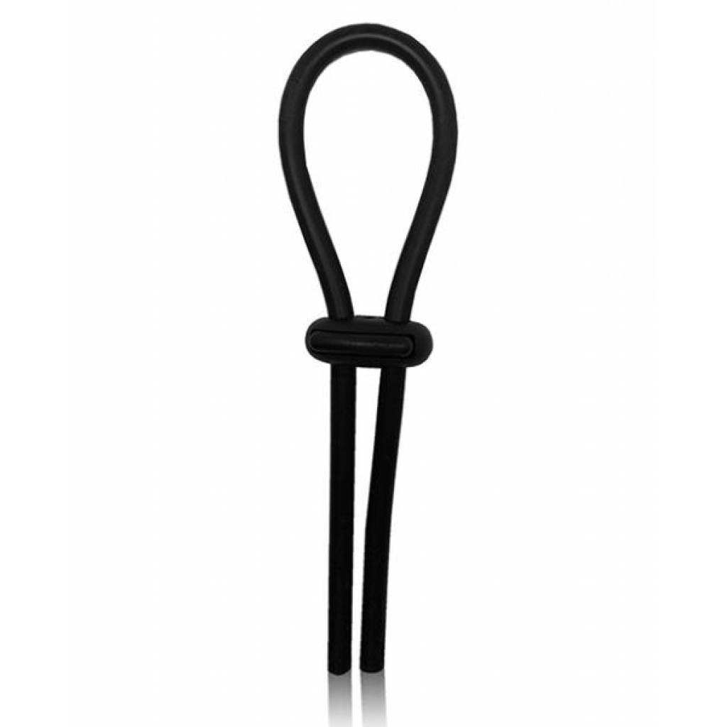 Rock Solid Lasso Single Adjustable Lock Black Cock Tie - Adjustable & Versatile Penis Rings