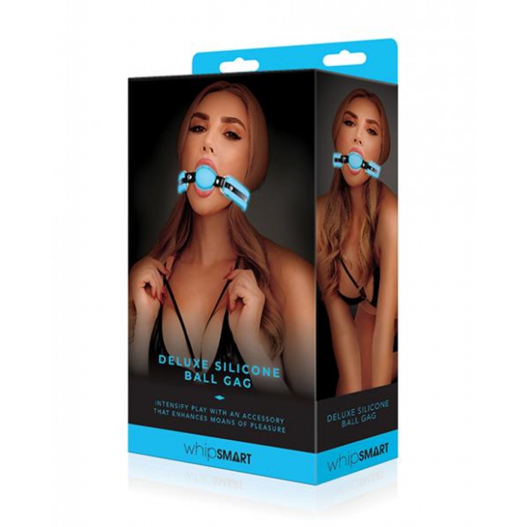 Glow in the Dark Deluxe Silicone Ball Gag - Blue