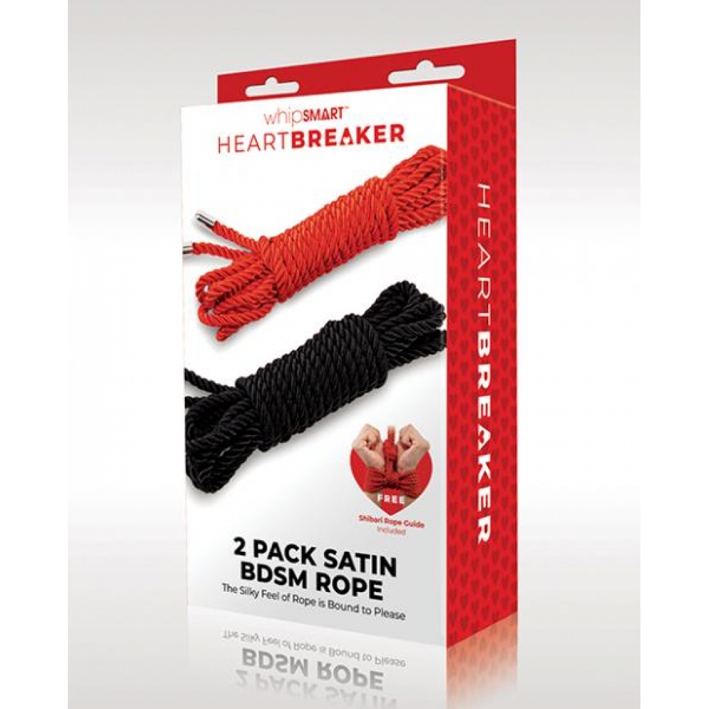 Whipsmart Heartbreaker Satin BDSM Rope Set - Black/Red