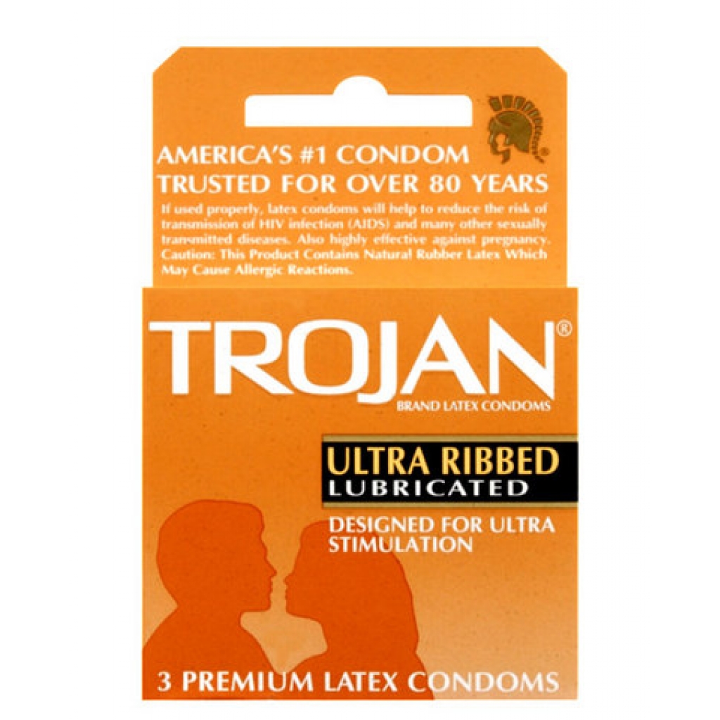 Trojan Ultra Ribbed Latex Condoms 3 Pack - Condoms