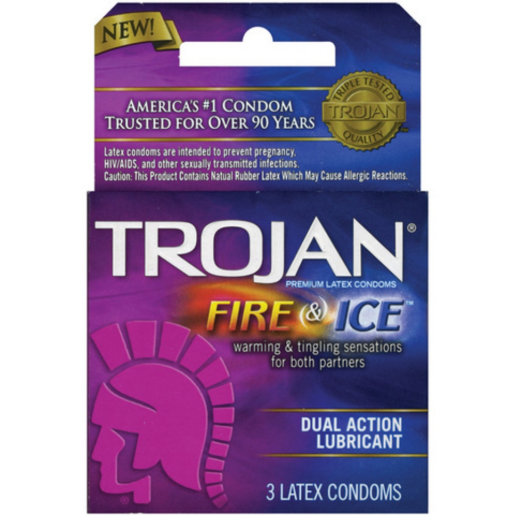 Trojan fire and ice condoms - box of 3 - Condoms