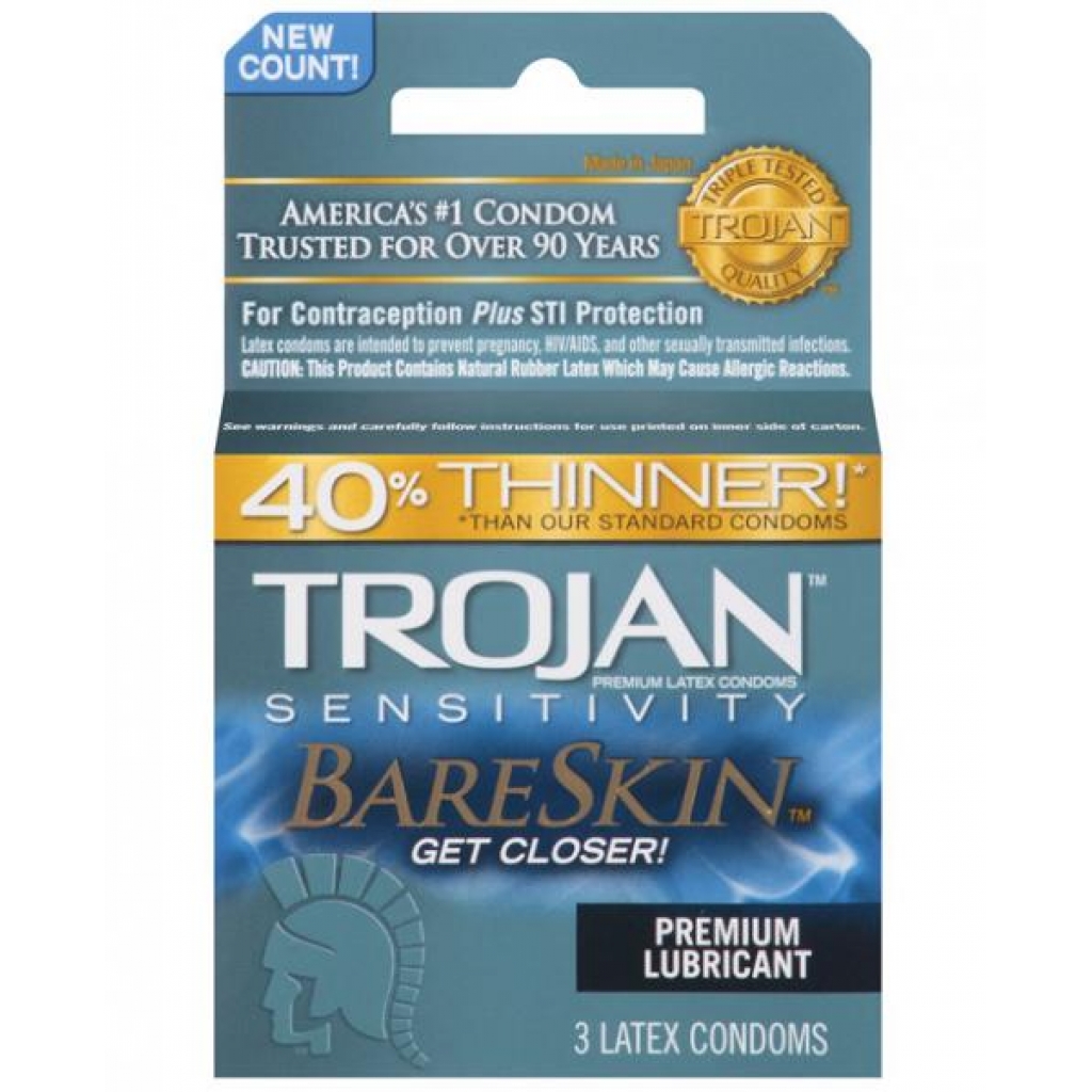 Trojan Bareskin Condoms 3 Count Box - Condoms