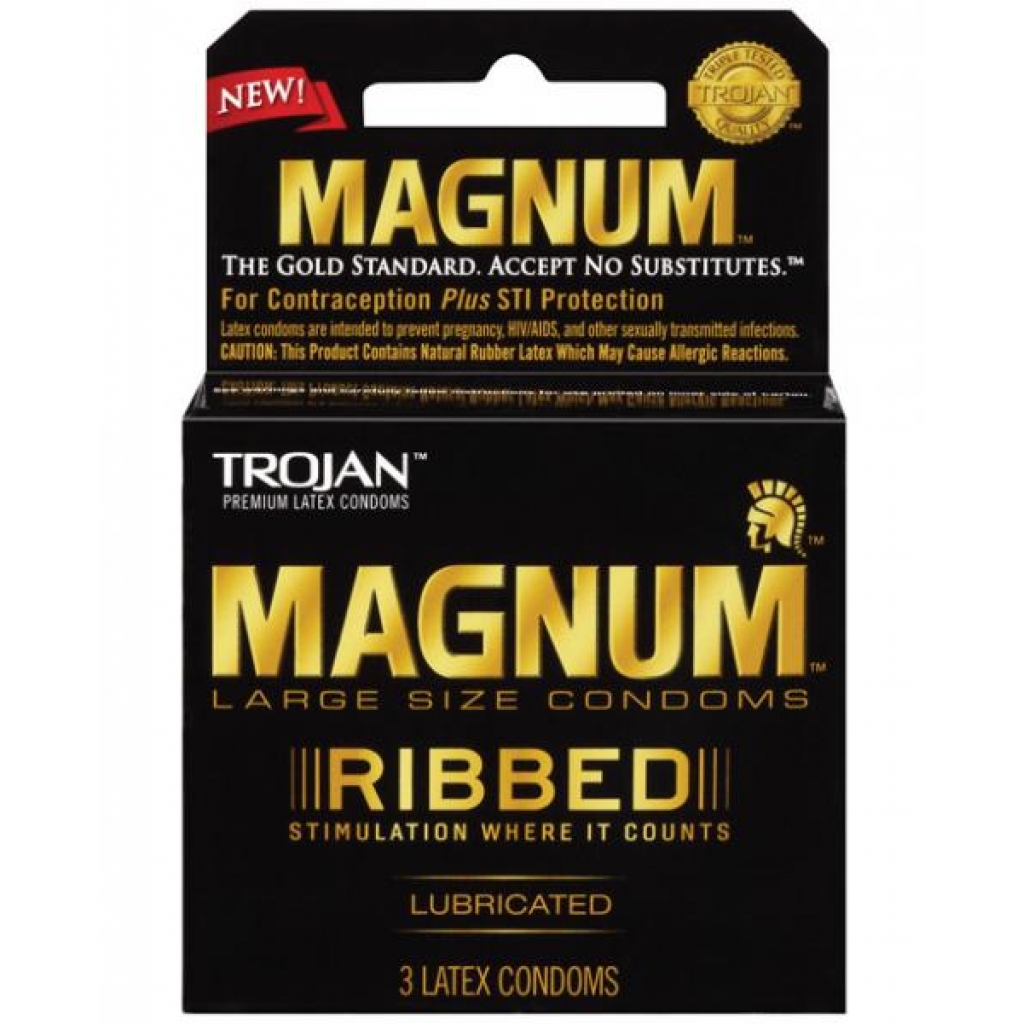 Trojan Magnum Ribbed Latex Condoms 3 Box - Condoms