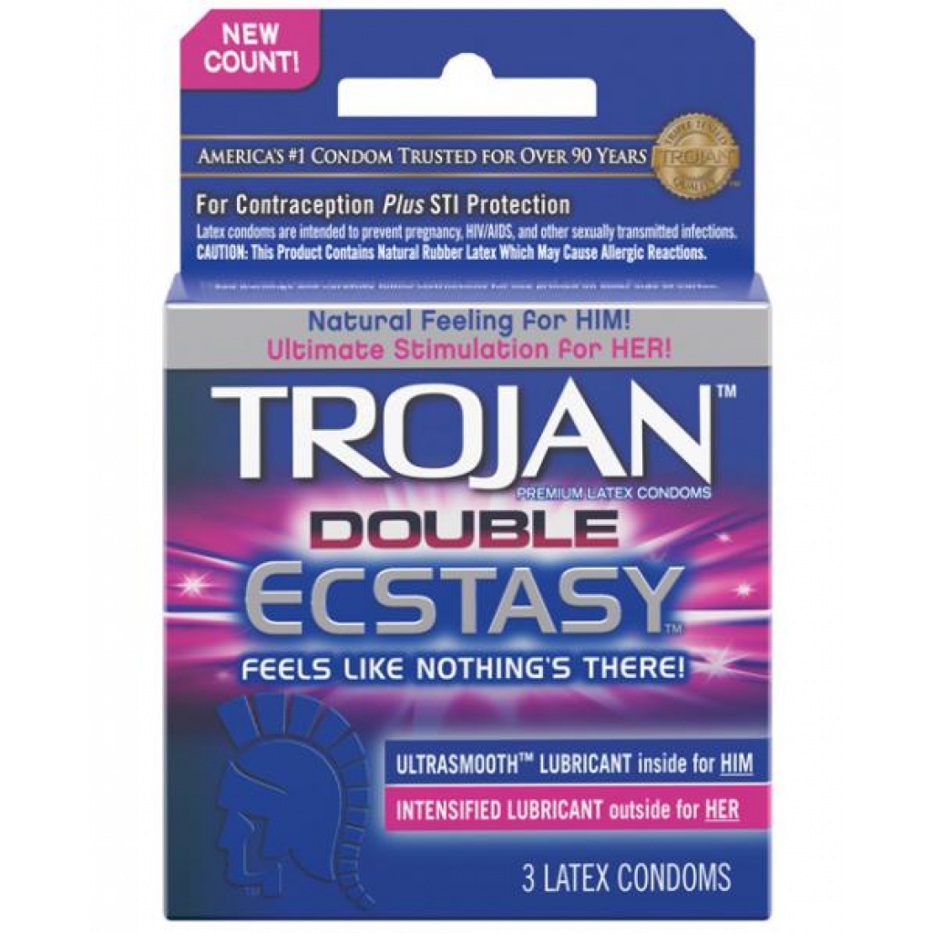 Trojan Double Ecstasy Condom - Box Of 3 - Condoms