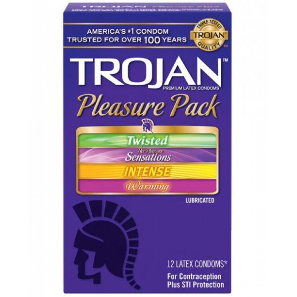 Trojan Pleasure Pack 12 Assorted Latex Condoms - Condoms