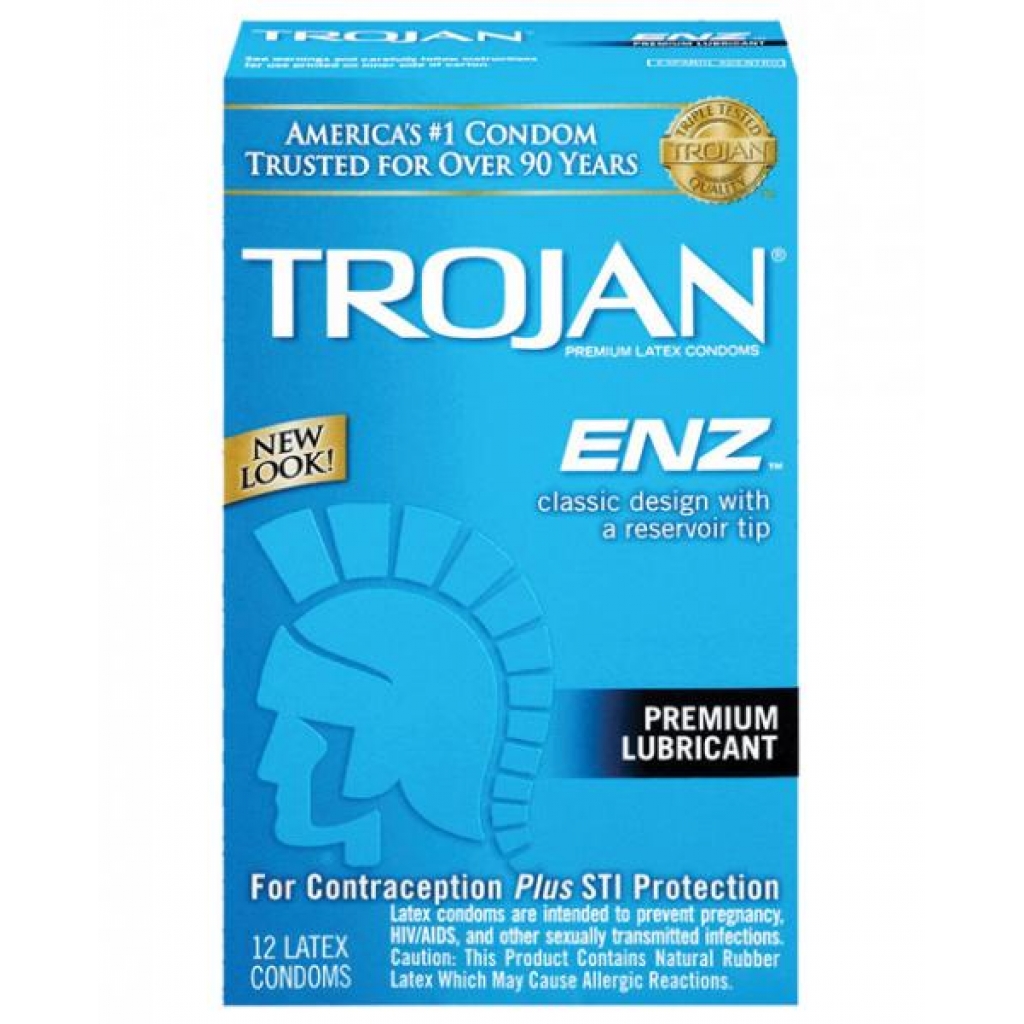 Trojan ENZ Lubricated Latex Condoms 12 Pack - Condoms