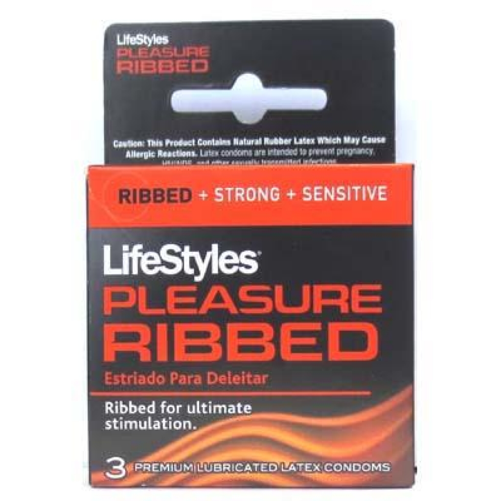 Lifestyles Condom Ribbed Pleasure Lubricated 3 Pack - Condoms