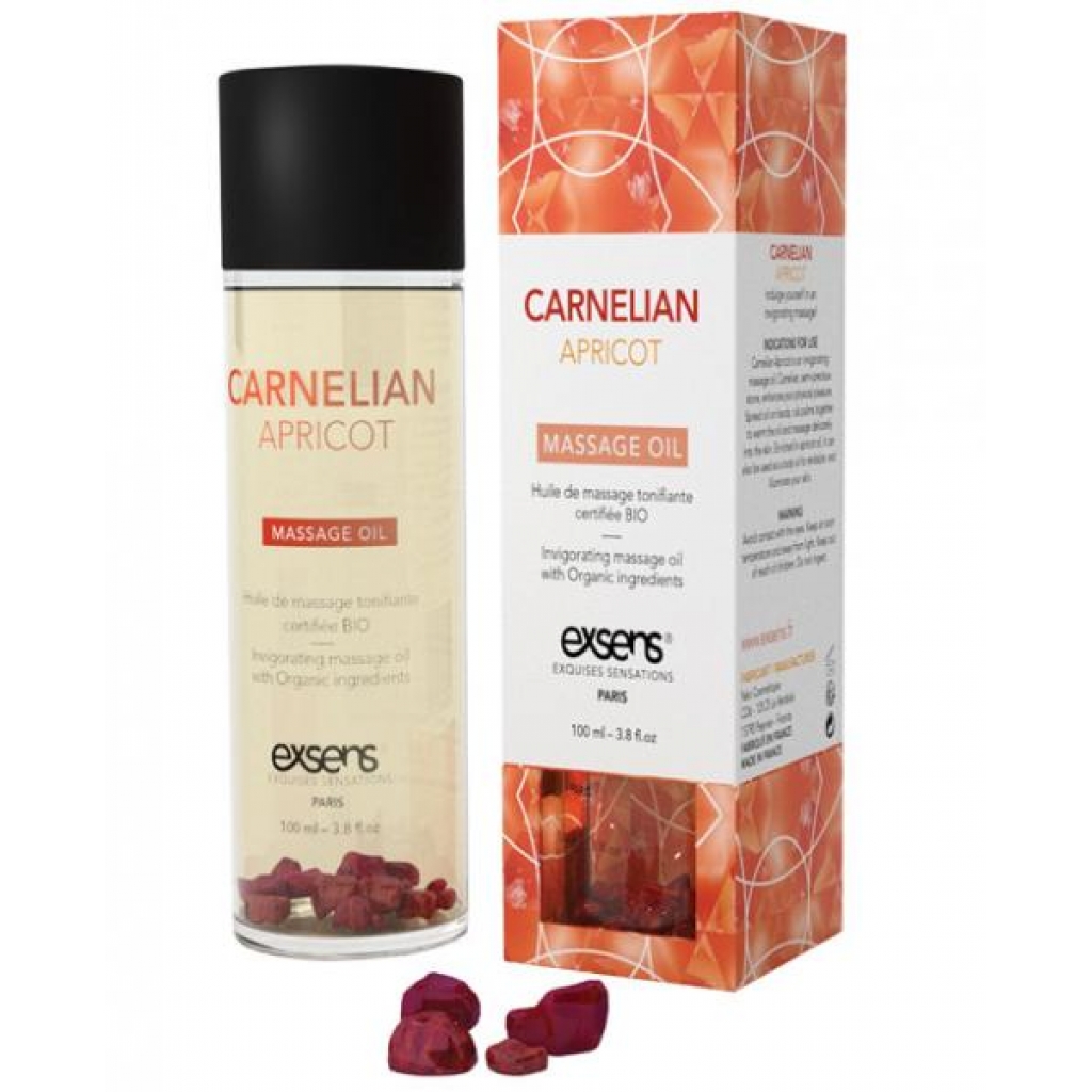 Exsens Of Paris Organic Massage Oil Carnelian Apricot with Stones - Sensual Massage Oils & Lotions