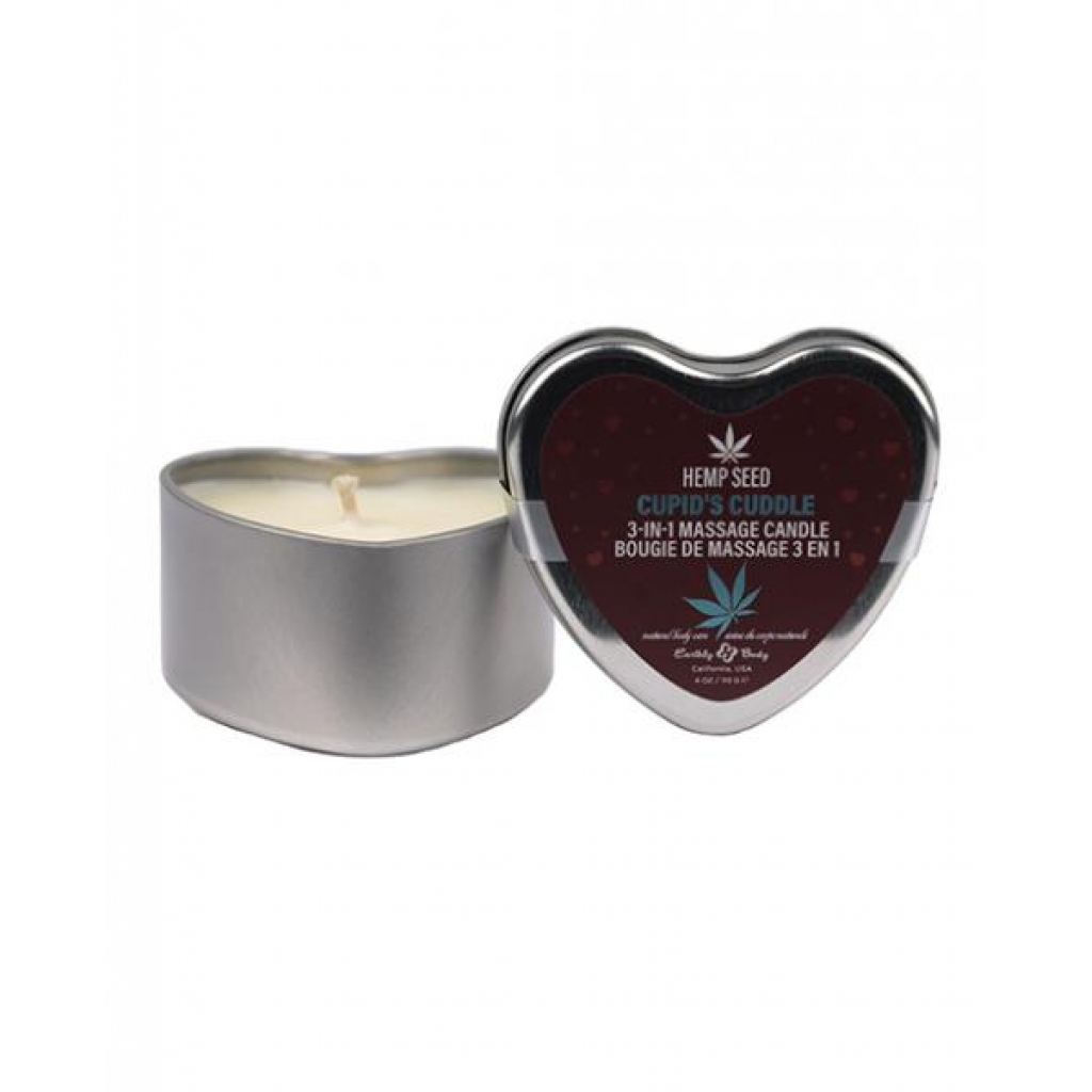 Earthly Body 2024 Valentines 3 In 1 Massage Heart Candle - 4 Oz Cupids Cuddle - Massage Candles