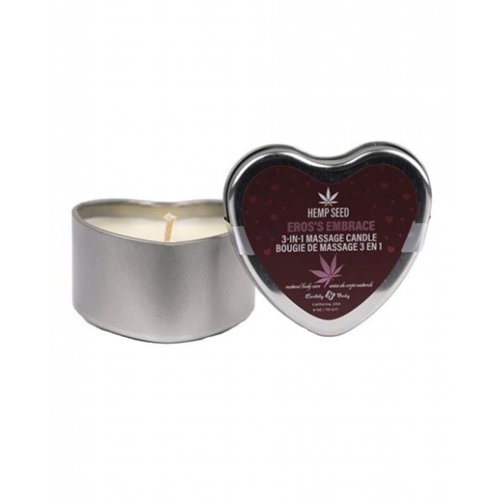 Earthly Body 2024 Valentines 3 In 1 Massage Heart Candle - 4 Oz Eros Embrace - Massage Candles