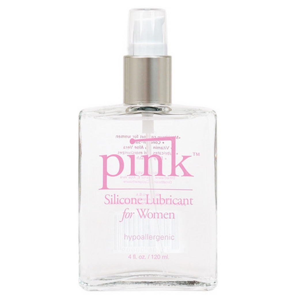 Pink silicone lube 4 oz glass bottle - Lubricants