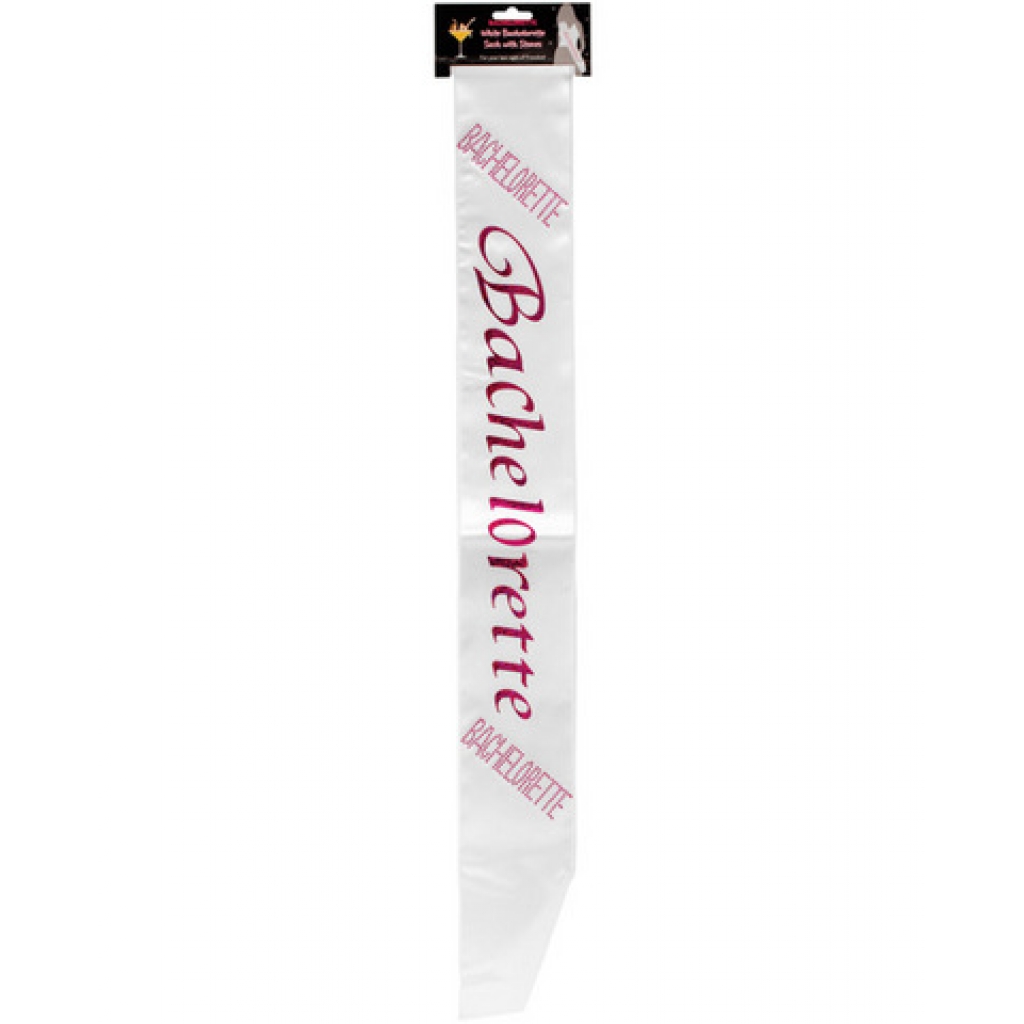 Bachelorette Sash with Crystals - White