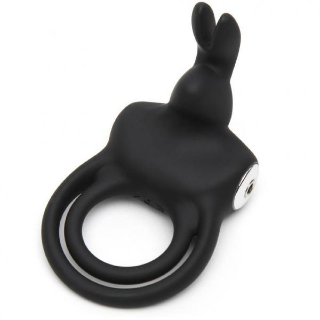 Happy Rabbit Love Ring Rechargeable Black - Couples Vibrating Penis Rings