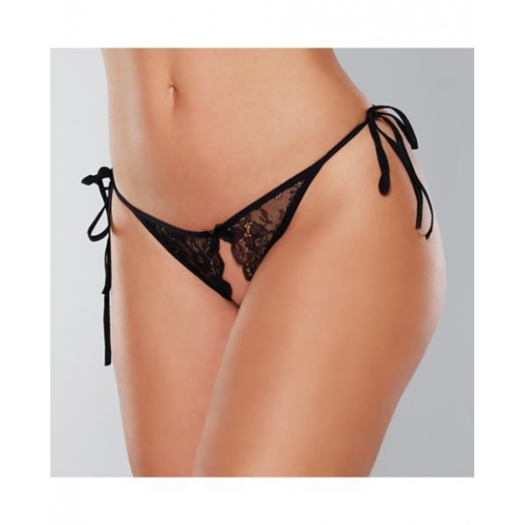 Adore Sugar Tie Side Open Lace Panty Black O/s - Babydolls & Slips