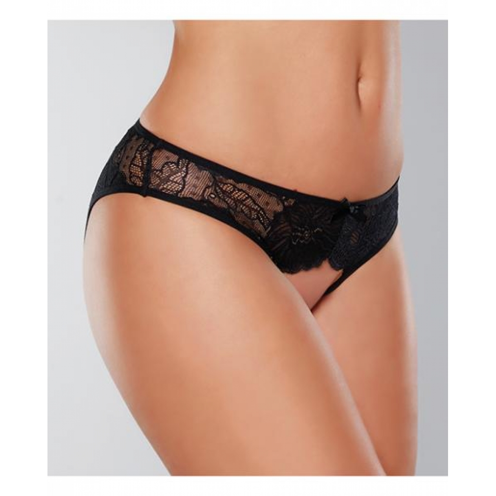 Adore Kiss Mesh & Lace Open Panty Black O/s - Babydolls & Slips