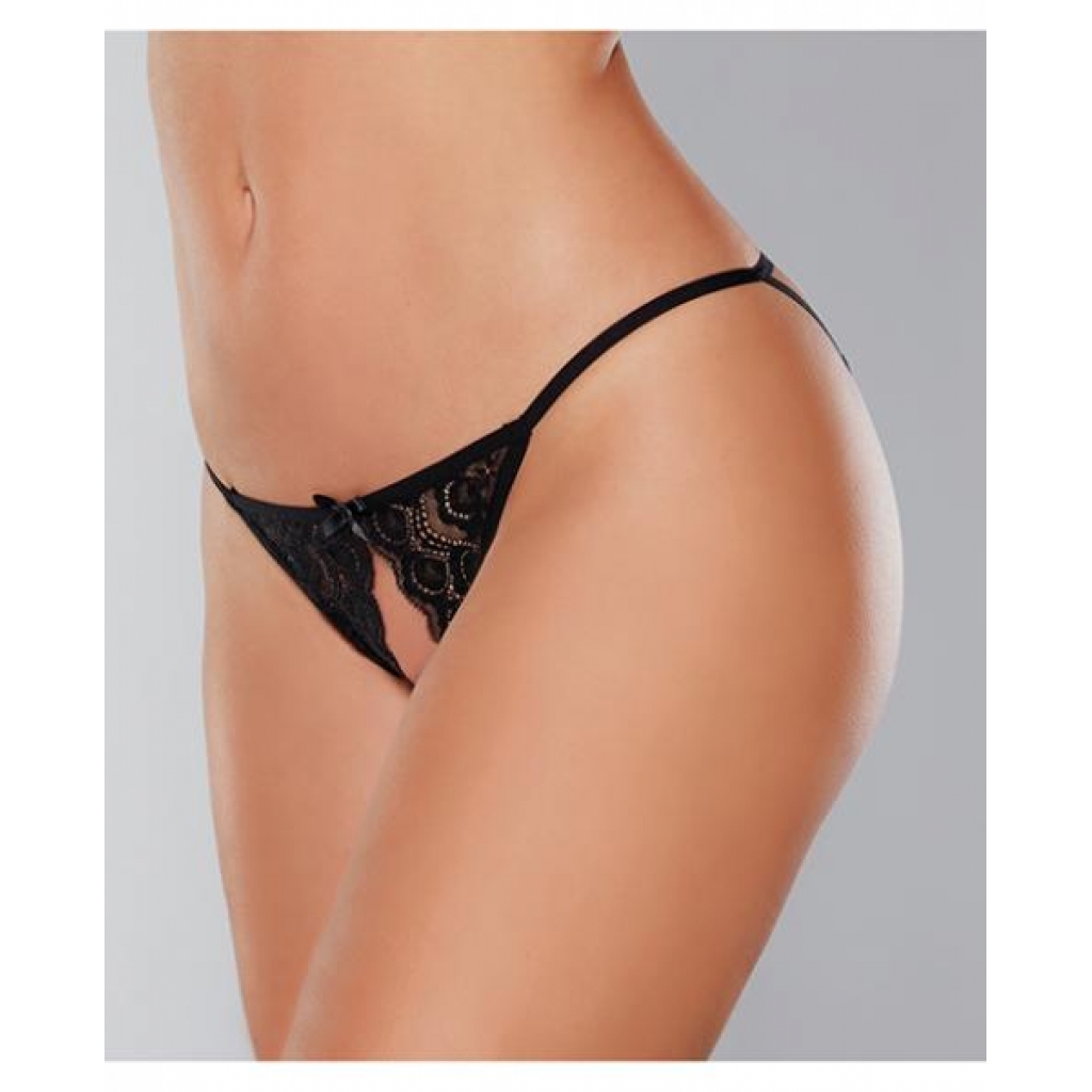 Adore Luv Web Strappy Open Front Panty Black O/s - Babydolls & Slips