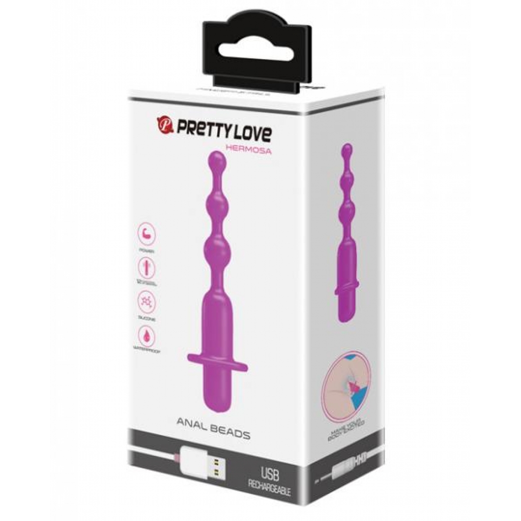 Pretty Love Hermosa Anal Beads Vibrator - 12 Function Fuchsia - Anal Beads