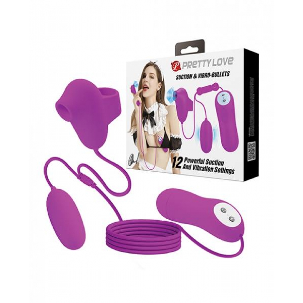 Pretty Love Suction & Vibro Bullets - Fuchsia - Bullet Vibrators