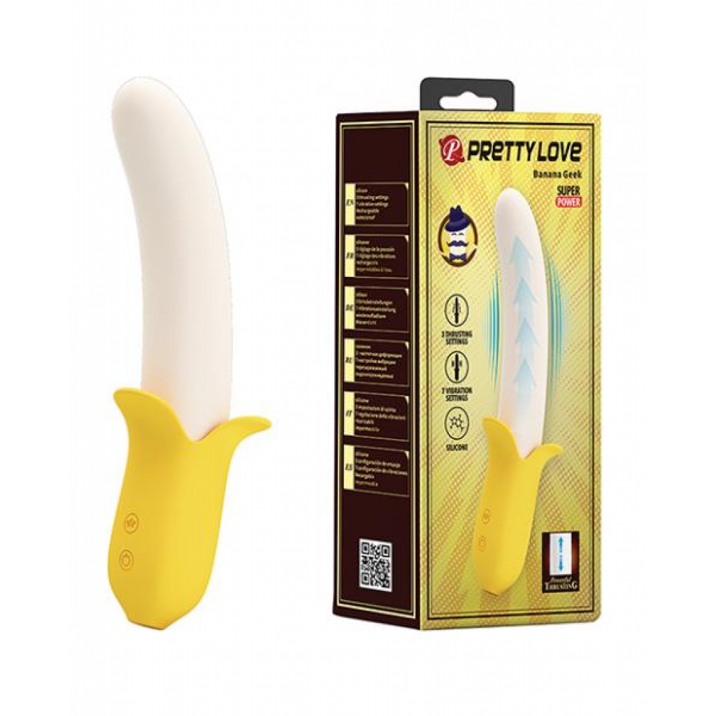 Pretty Love Banana Geek Thrusting Vibrator - Yellow - Traditional