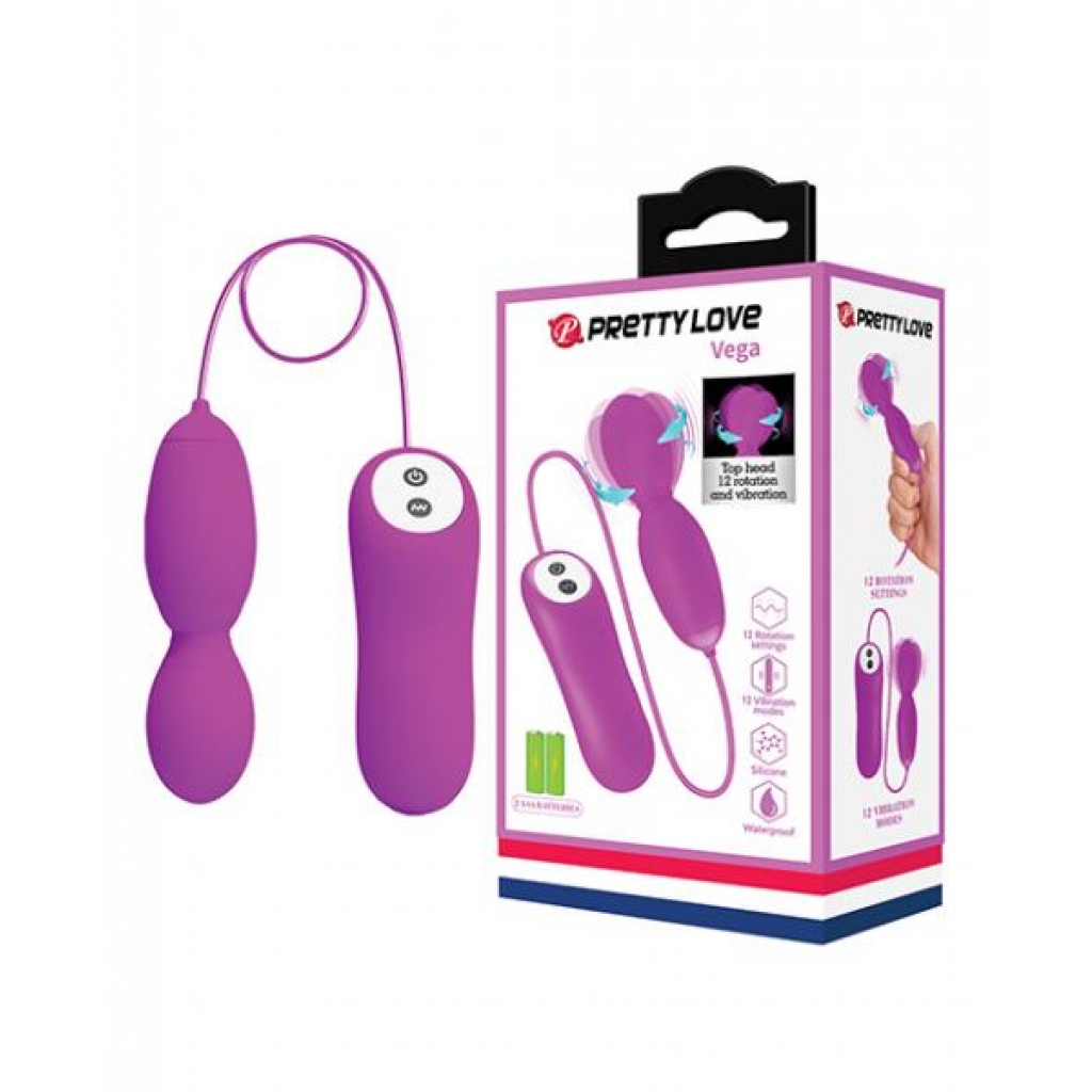 Pretty Love Vega Rotating Head Mini Wand - Fuchsia - Palm Size Massagers