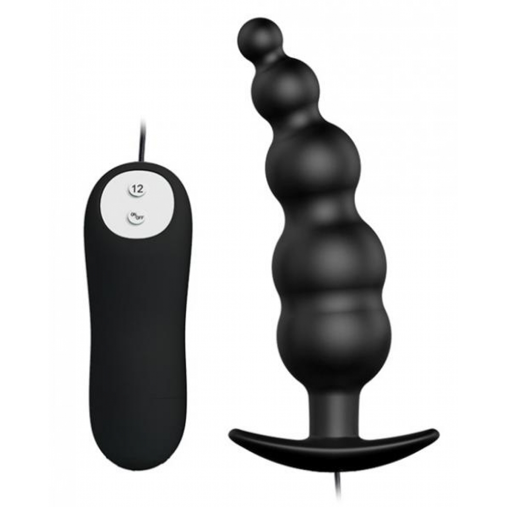 Pretty Love Vibrating Bead Butt Plug Black - Anal Plugs