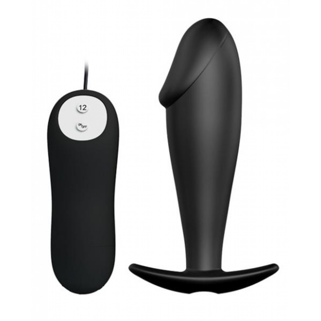 Pretty Love Vibrating Penis Shaped Butt Plug Black - Anal Plugs