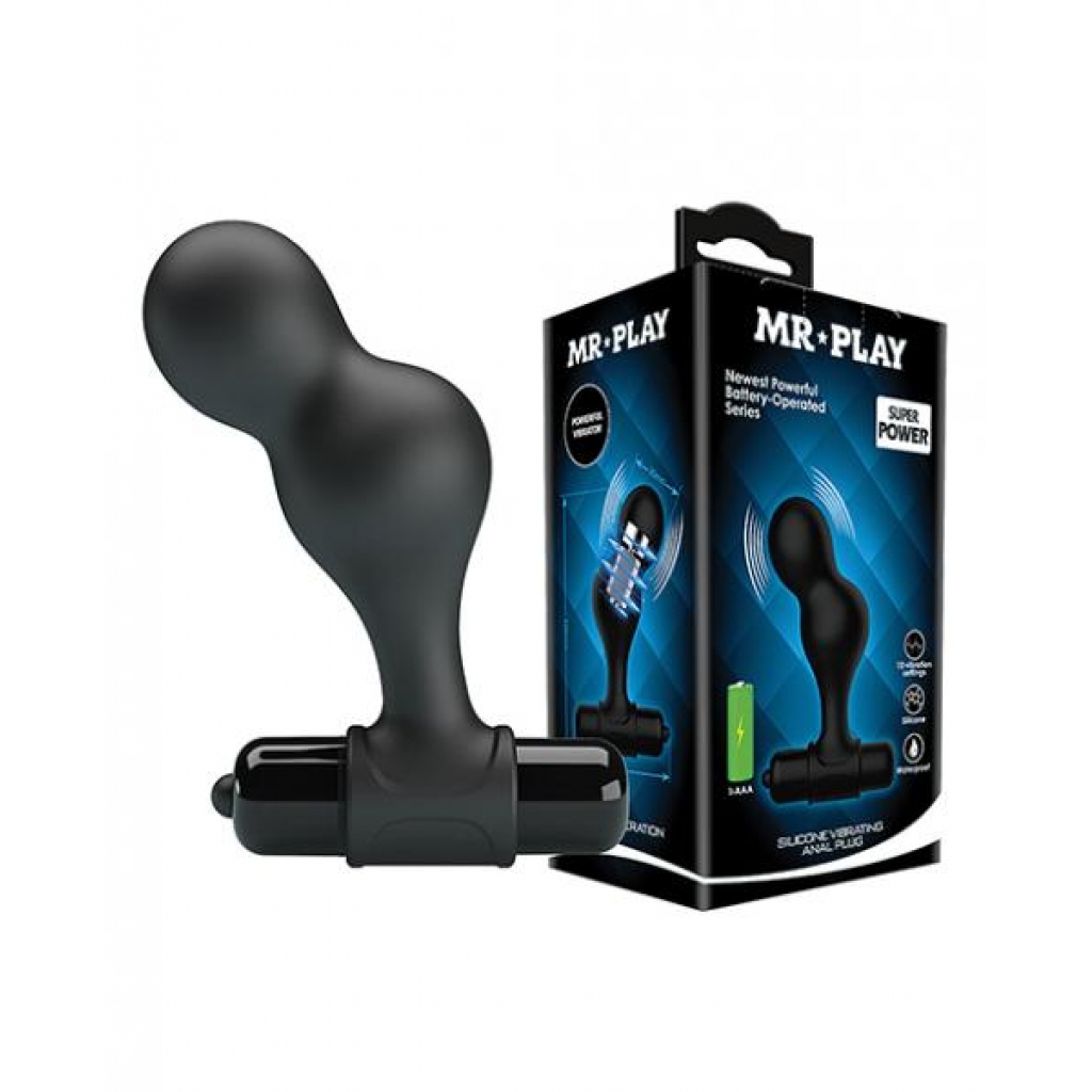 Mr. Play Silicone Anal Vibro Plug - Black - Anal Plugs