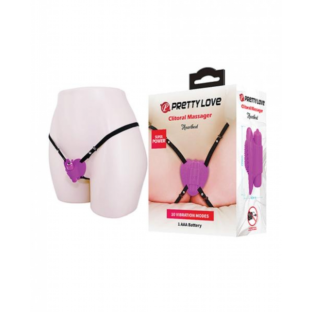 Pretty Love Heartbeat Strap On Clitoral Massager - Fuchsia - Clit Cuddlers