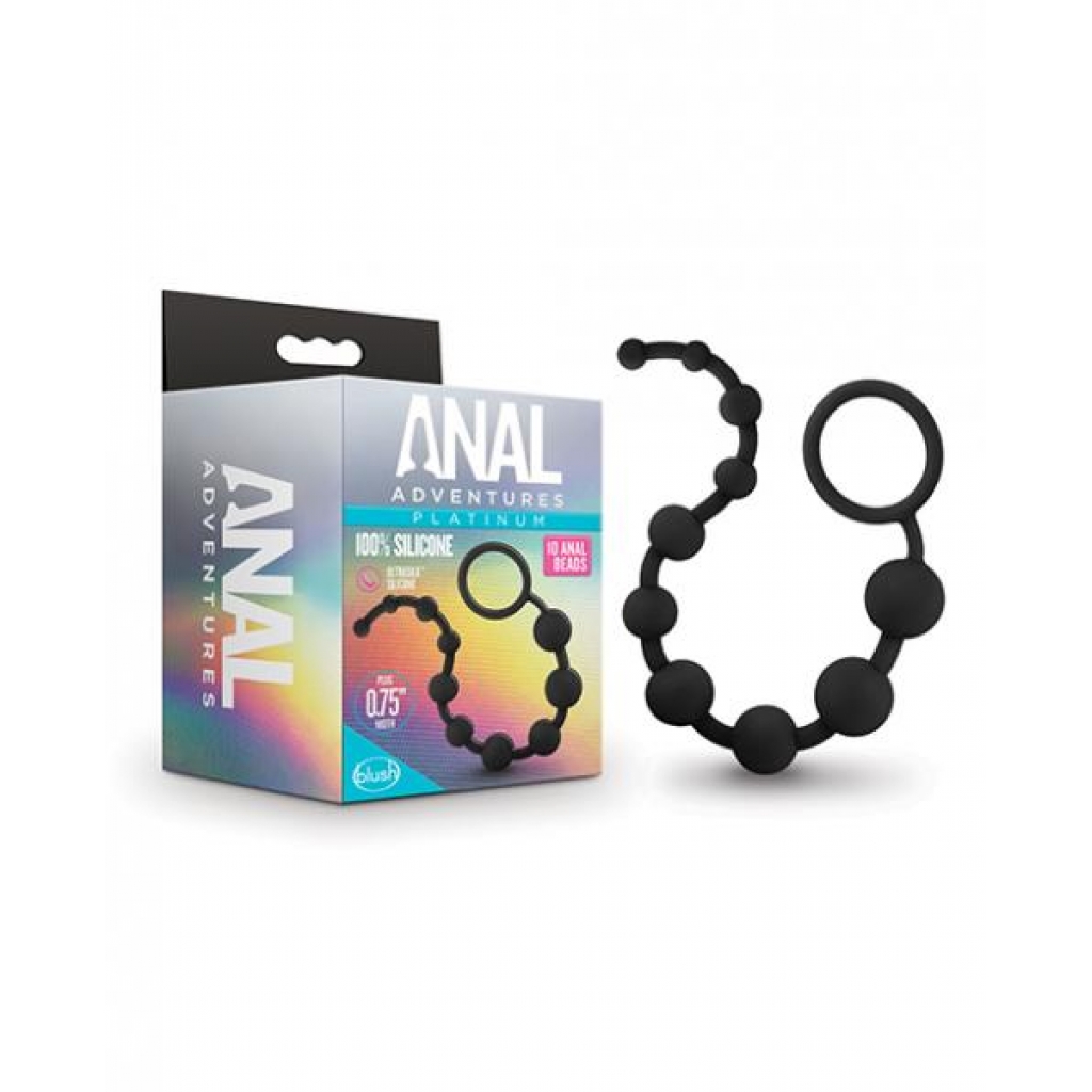 Blush Anal Adventures Platinum Silicone 10 Anal  Beads - Black - Anal Beads