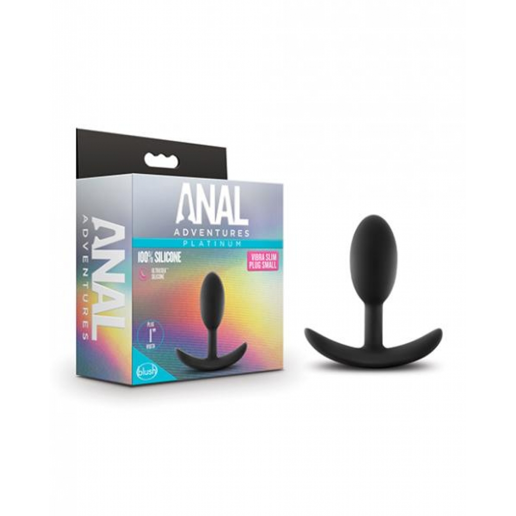 Blush Anal Adventures Platinum Silicone Vibra Slim Plug Small - Black - Anal Plugs