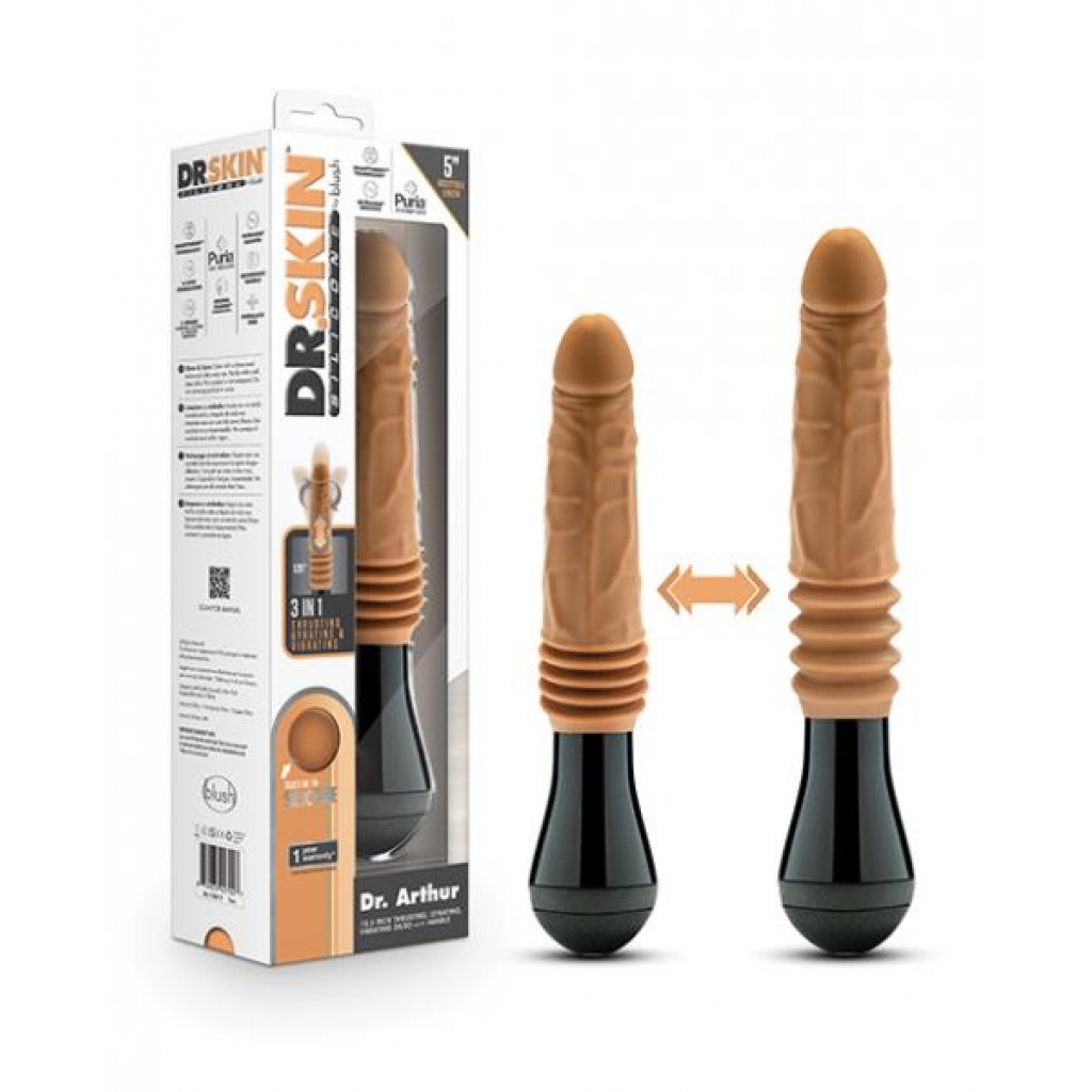 Blush Dr. Skin Silicone Dr. Arthur Thrusting Gyrating Vibrating Dildo - Tan - Realistic