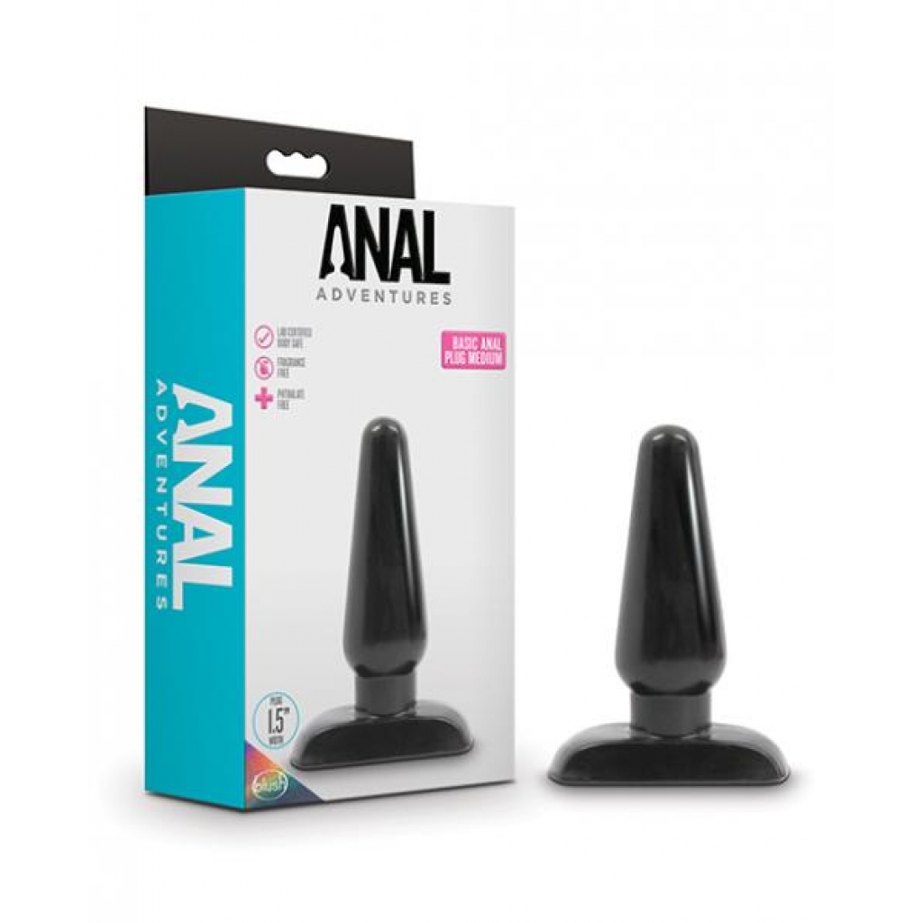 Blush Anal Adventures Basic Anal Plug - Medium Black - Anal Plugs