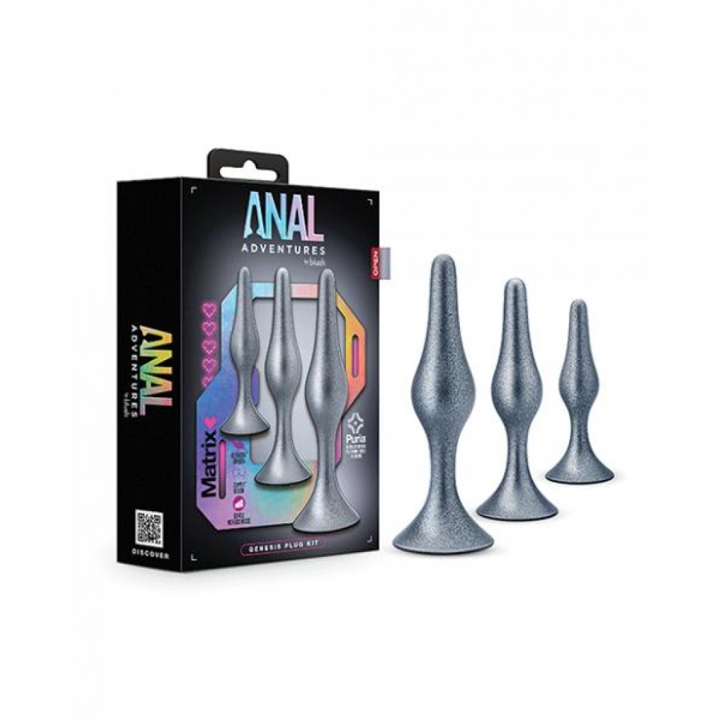 Blush Anal Adventures Matrix Genesis Plug Kit - Silver - Anal Trainer Kits