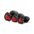 Bling Plugs Training Kit Black with Red Gems - Anal Trainer Kits