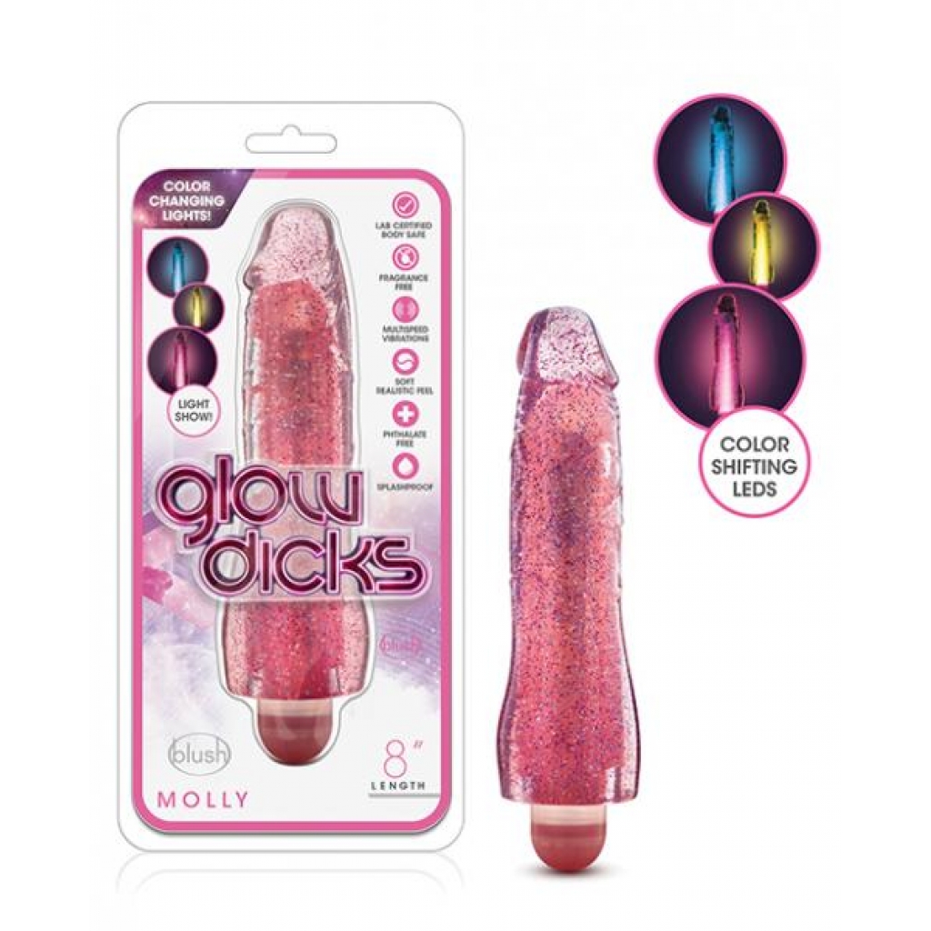 Blush Glow Dicks Glitter Vibrator Molly - Pink - Realistic