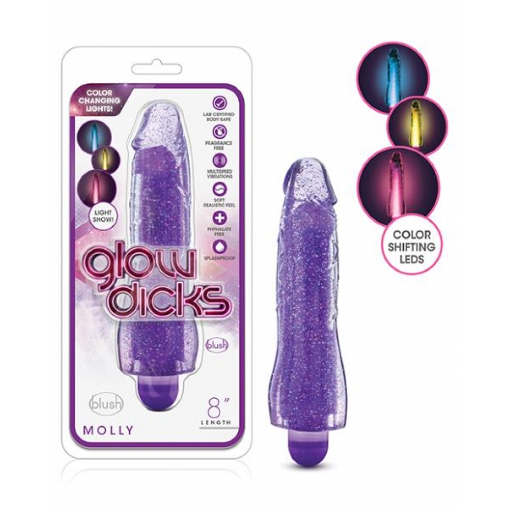 Blush Glow Dicks Glitter Vibrator Molly - Purple - Realistic