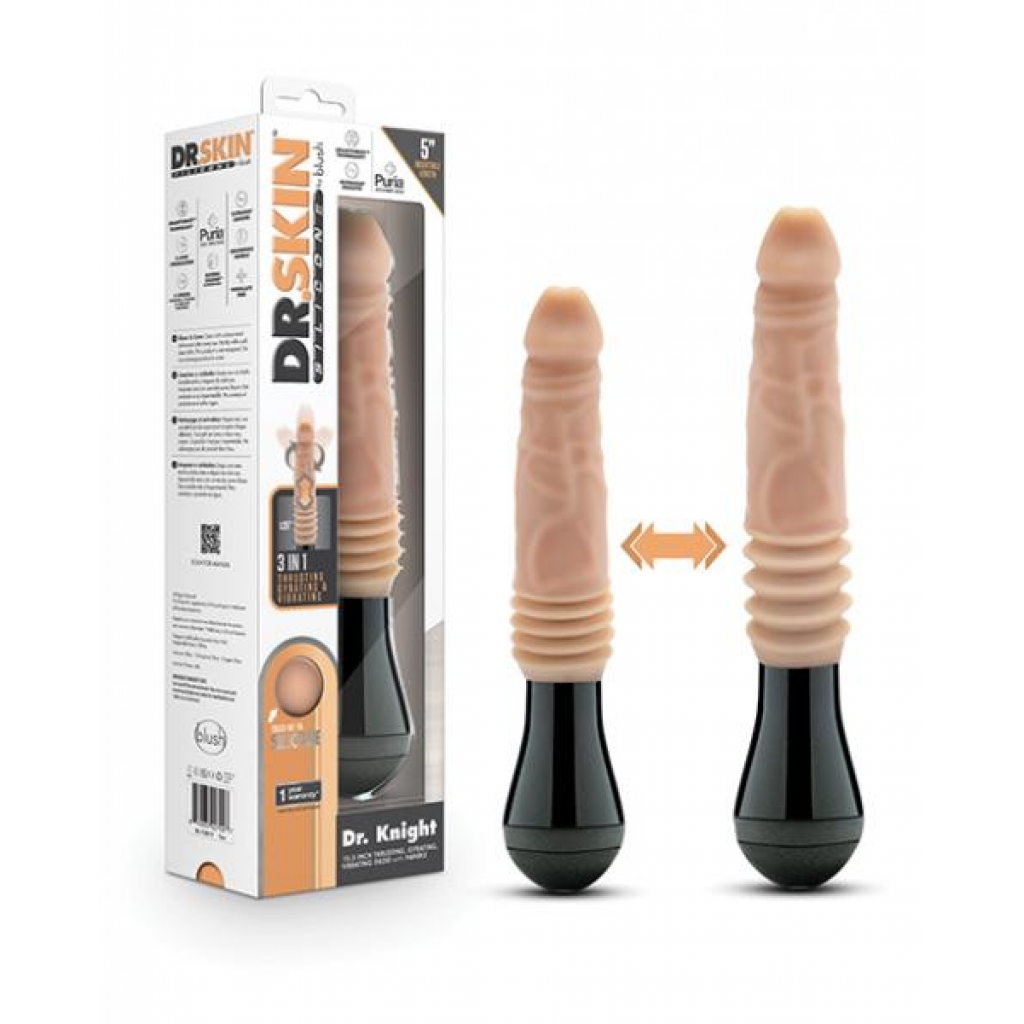 Blush Dr. Skin Silicone Dr. Knight Thrusting Gyrating Vibrating Dildo - Beige - Realistic