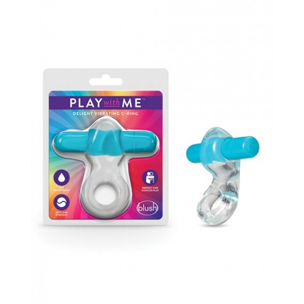 Blush Play With Me Delight Vibrating C Ring - Blue - Couples Penis Rings