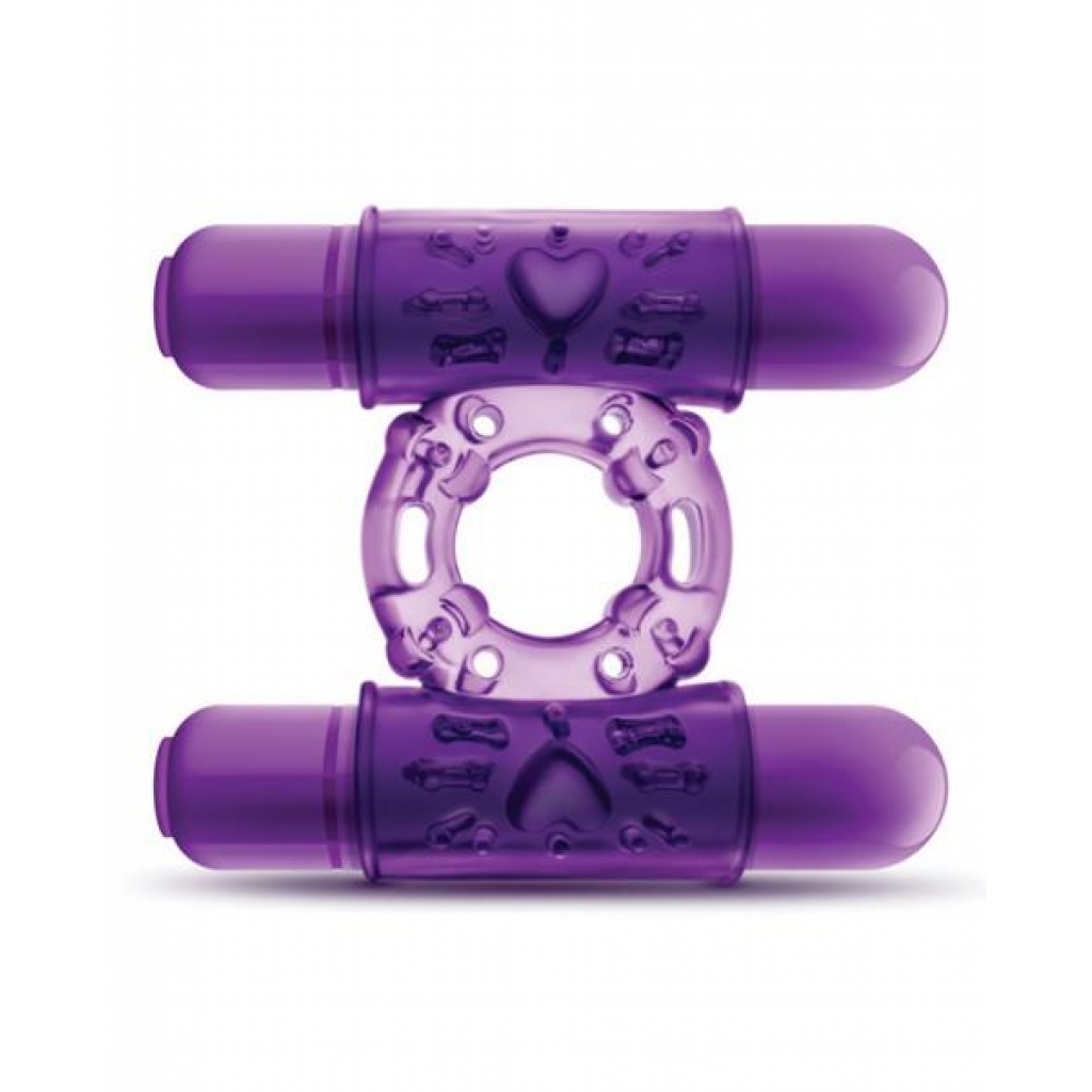 Double Play Vibrating Cock Ring - Purple