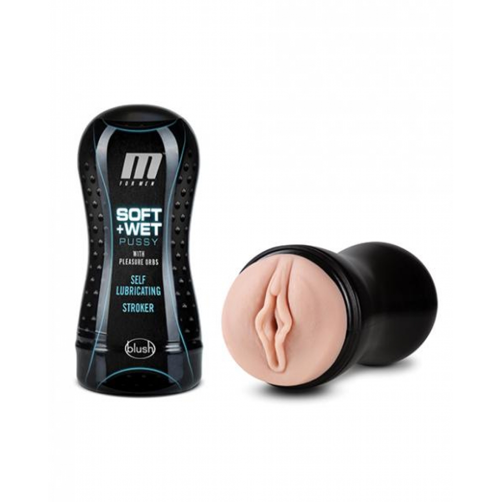 Blush M For Men Soft And Wet Pussy With Pleasure Orbs Self Lubricating Stroker - Vanilla - Pocket Pussies