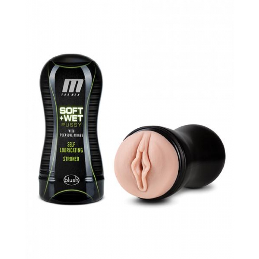 Blush M For Men Soft And Wet Pussy With Pleasure Ridges Self Lubricating Stroker - Vanilla - Pocket Pussies