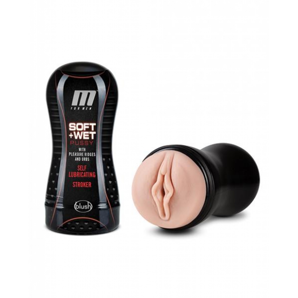 Blush M For Men Soft And Wet Pussy With Pleasure Ridges & Orbs Self Lubricating Stroker - Vanilla - Pocket Pussies