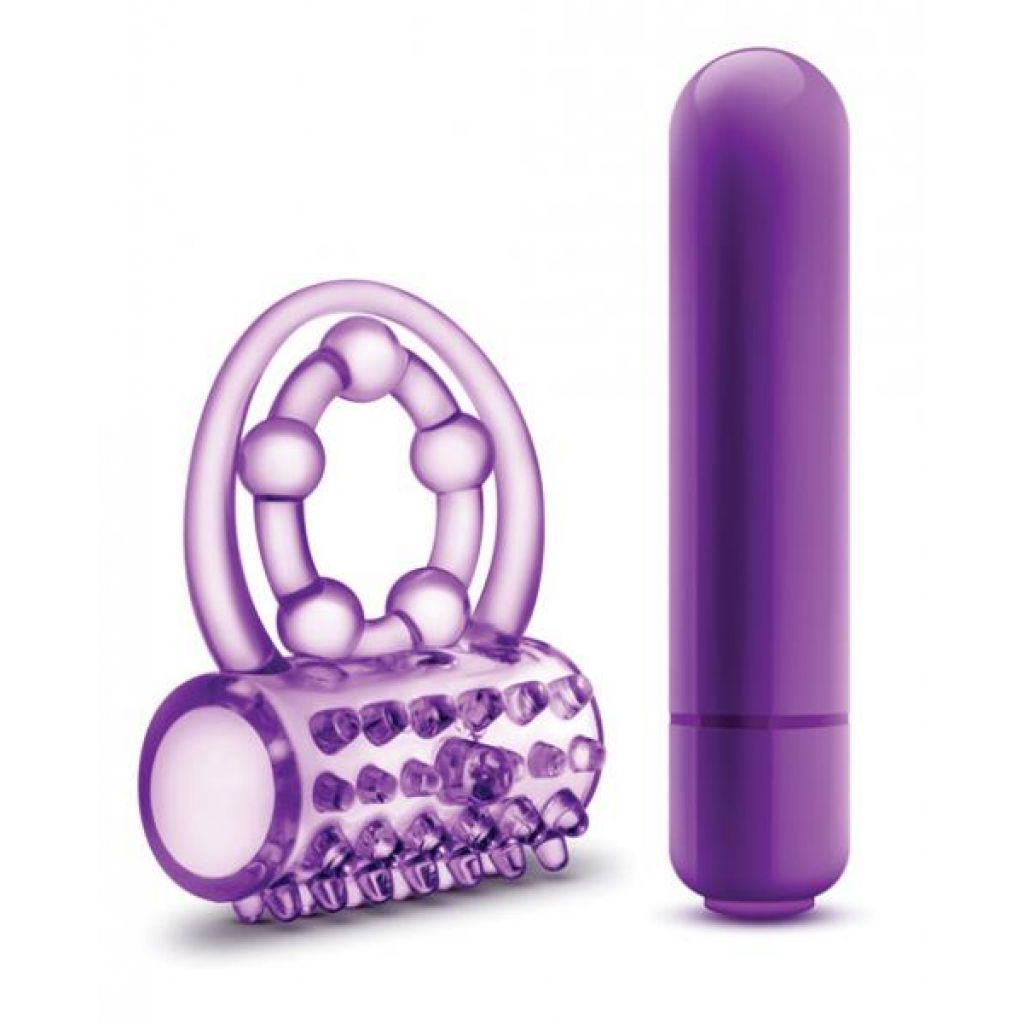 The Player Vibrating Double Strap Cock Ring Purple - Couples Vibrating Penis Rings