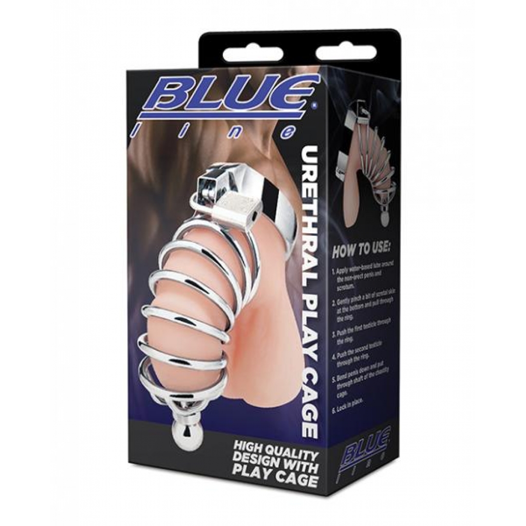 Blue Line Urethral Play Cage - Silver - Chastity & Cock Cages