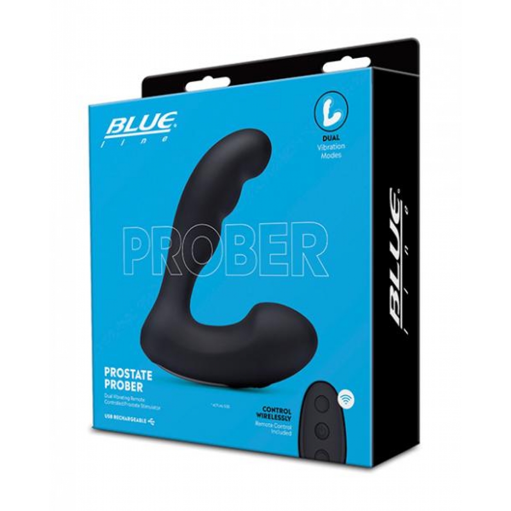 Blue Line Vibrating Prostate Prober W/remote - Black - Prostate Massagers