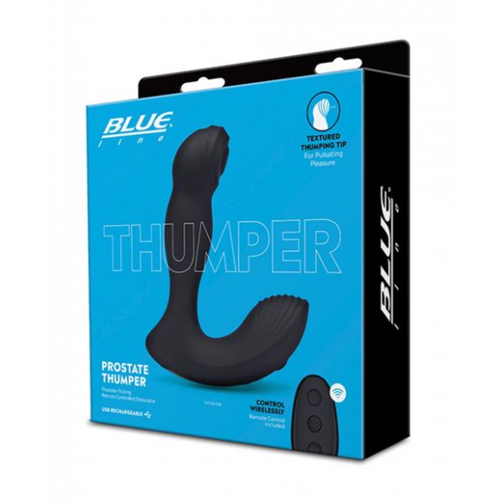 Blue Line Vibrating Prostate Thumper W/remote - Black - Prostate Massagers