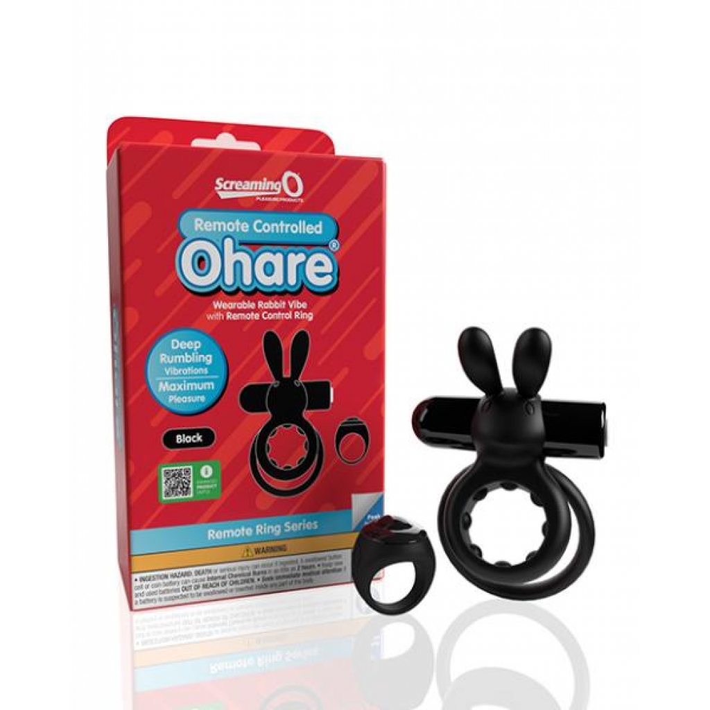 Screaming O Ohare Remote Controlled Vibrating Ring  - Black - Couples Penis Rings