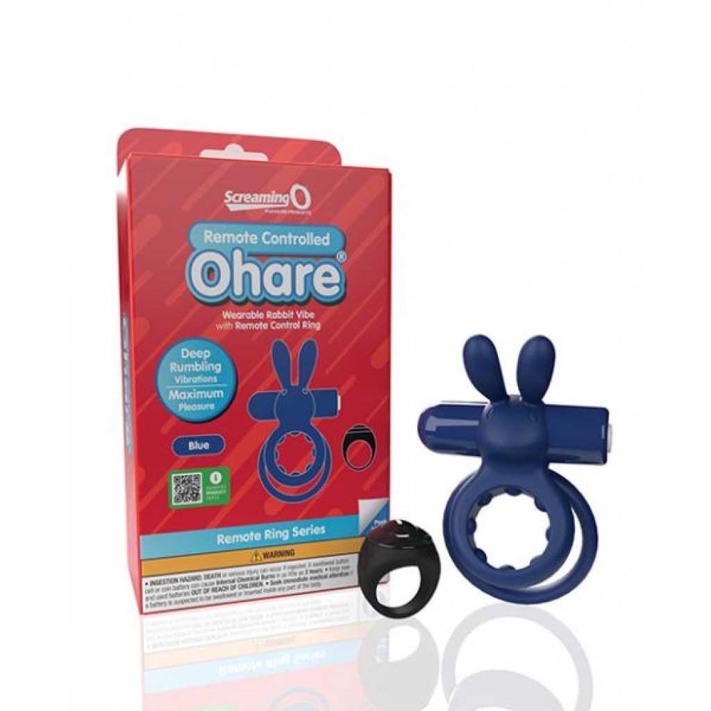 Screaming O Ohare Remote Controlled Vibrating Ring  - Blue - Couples Penis Rings