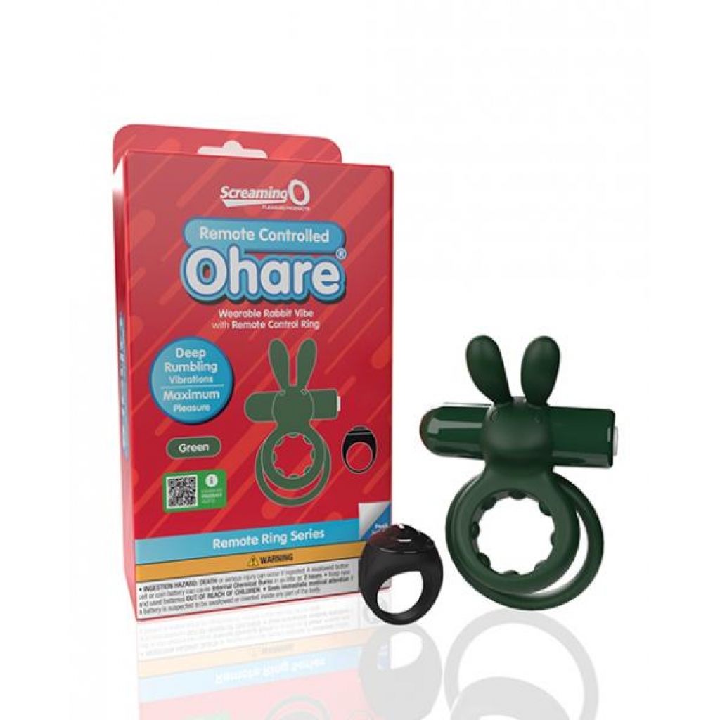 Screaming O Ohare Remote Controlled Vibrating Ring  - Green - Couples Penis Rings