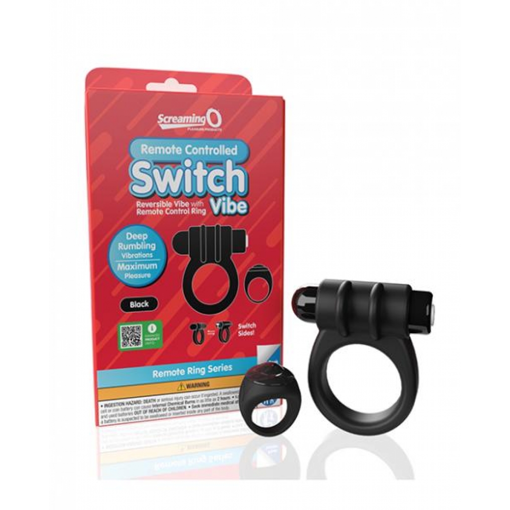 Screaming O Switch Remote Controlled Vibrating Ring - Black - Couples Penis Rings